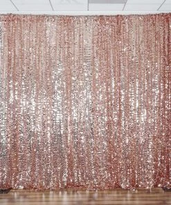 HIER_3110 Big Event Backdrops & Décor 20ftx10ft Blush/Rose Gold Payette Sequin Photography Backdrop Curtain