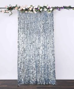 HIER_3110 Big Event Backdrops & Décor 8ftx8ft Dusty Blue Big Payette Sequin Photography Backdrop Curtain