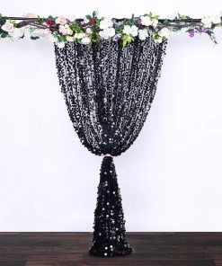 HIER_3110 8ftx8ft Black Big Payette Sequin Photography Booth Backdrop Curtain Big Event Backdrops & Décor