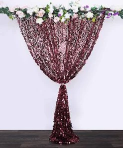 HIER_3110 8ftx8ft Burgundy Big Payette Sequin Photography Booth Backdrop Curtain Big Event Backdrops & Décor