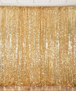 HIER_3110 Big Event Backdrops & Décor 20ftx10ft Gold Big Payette Sequin Photography Booth Backdrop Curtain