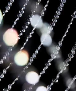HIER_3110 Big Event Backdrops & Décor 15 Strands | 15ft Crystal Beaded Ceiling Drape Curtains & Hanging Kit