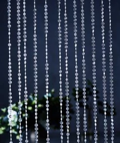 HIER_3110 Big Event Backdrops & Décor 15 Strands | 15ft Crystal Beaded Ceiling Drape Curtains & Hanging Kit