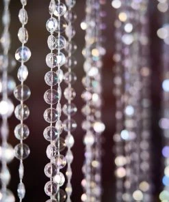 HIER_3110 Big Event Backdrops & Décor 15 Strands | 15ft Crystal Beaded Ceiling Drape Curtains & Hanging Kit