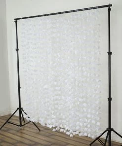 HIER_3110 6ft White Silk Hanging Flower Garland Backdrop Doorway Curtain