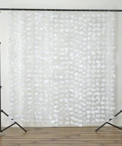 HIER_3110 6ft White Silk Hanging Flower Garland Backdrop Doorway Curtain