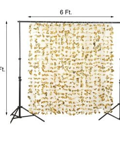 HIER_3110 6ft Metallic Gold Foil Hanging Flower Garland Backdrop Doorway Curtain Big Event Backdrops & Décor 12 HIER_3110 6ft Metallic Gold Foil Hanging Flower Garland Backdrop Doorway Curtain Big Event Backdrops & Décor
