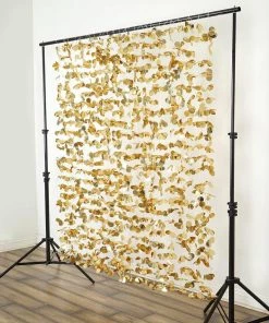 HIER_3110 6ft Metallic Gold Foil Hanging Flower Garland Backdrop Doorway Curtain Big Event Backdrops & Décor