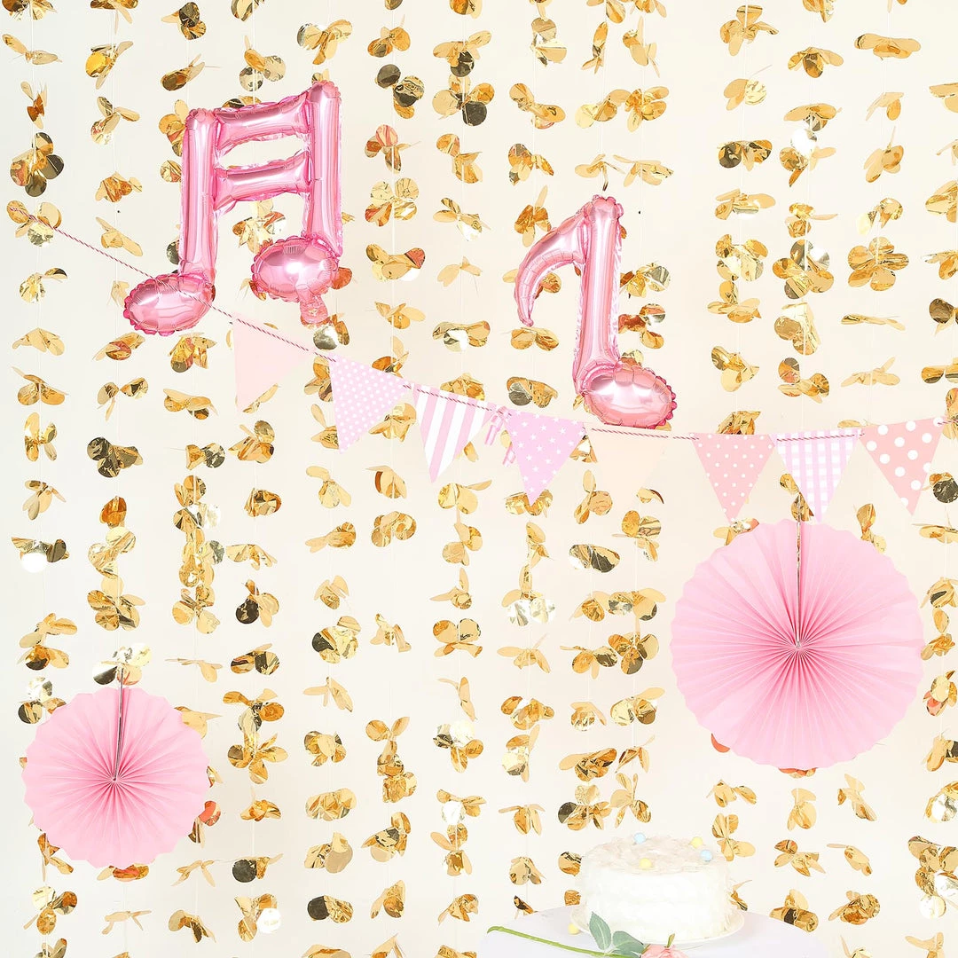 HIER_3110 6ft Metallic Gold Foil Hanging Flower Garland Backdrop Doorway Curtain Big Event Backdrops & Décor 9 HIER_3110 6ft Metallic Gold Foil Hanging Flower Garland Backdrop Doorway Curtain Big Event Backdrops & Décor