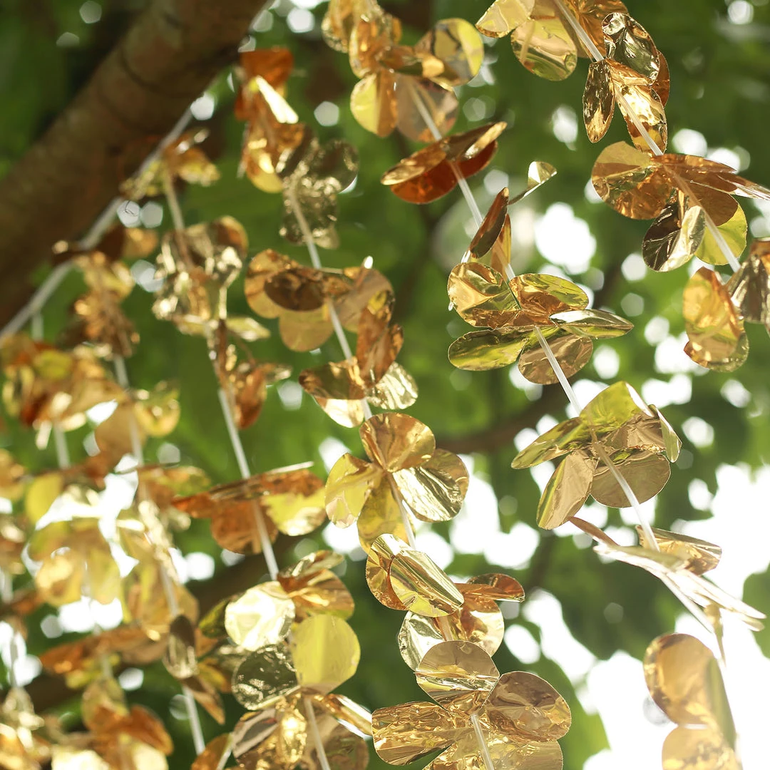 HIER_3110 6ft Metallic Gold Foil Hanging Flower Garland Backdrop Doorway Curtain Big Event Backdrops & Décor 6 HIER_3110 6ft Metallic Gold Foil Hanging Flower Garland Backdrop Doorway Curtain Big Event Backdrops & Décor