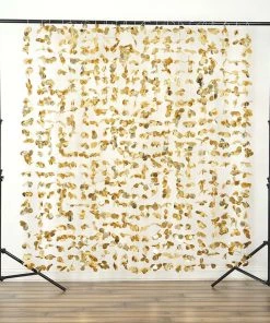 HIER_3110 6ft Metallic Gold Foil Hanging Flower Garland Backdrop Doorway Curtain Big Event Backdrops & Décor