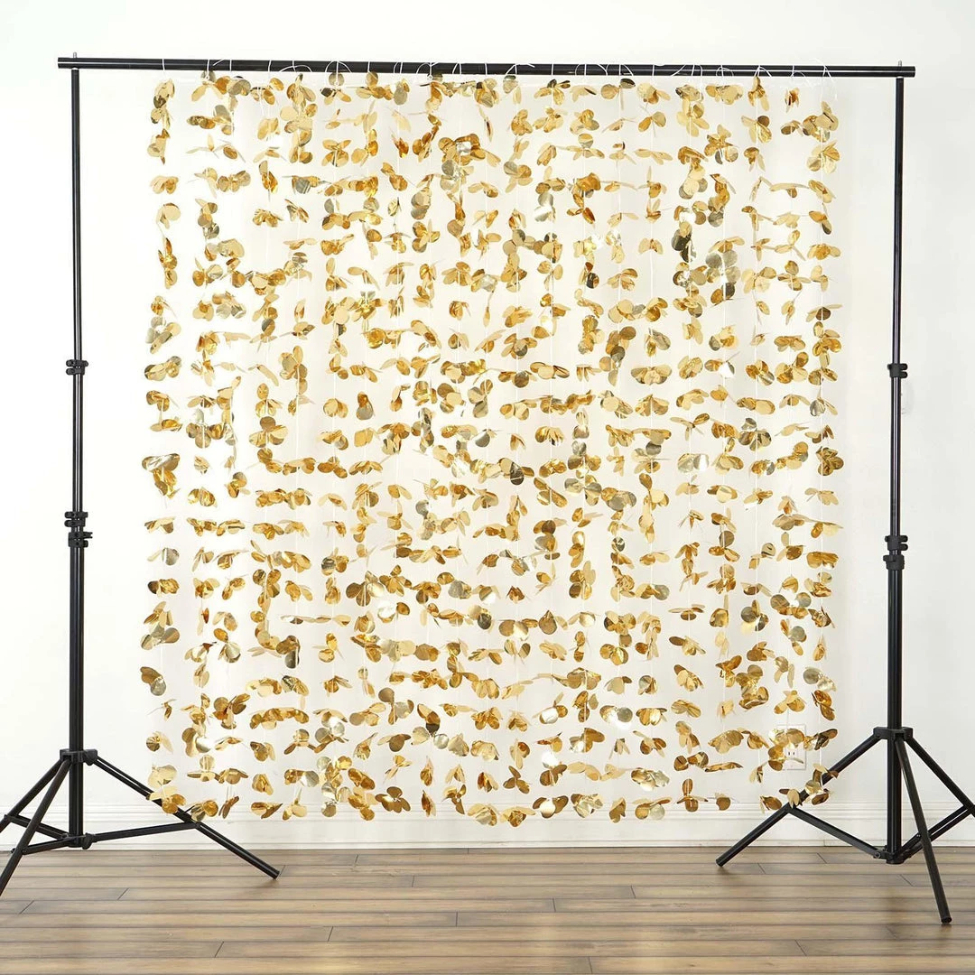 HIER_3110 6ft Metallic Gold Foil Hanging Flower Garland Backdrop Doorway Curtain Big Event Backdrops & Décor 1 HIER_3110 6ft Metallic Gold Foil Hanging Flower Garland Backdrop Doorway Curtain Big Event Backdrops & Décor
