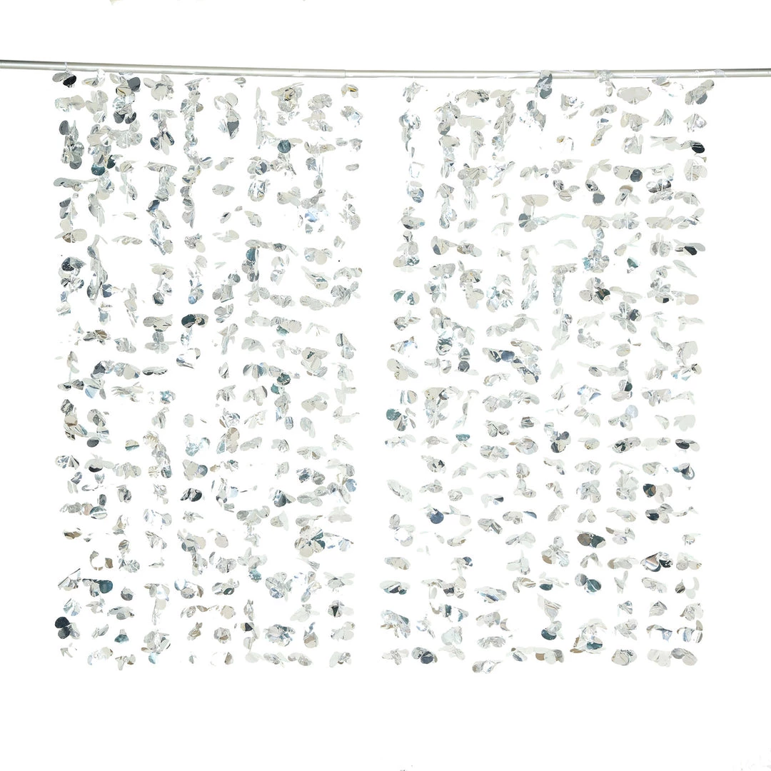 HIER_3110 Big Event Backdrops & Décor 6ft Metallic Silver Foil Hanging Flower Garland Backdrop Curtain 9 HIER_3110 Big Event Backdrops & Décor 6ft Metallic Silver Foil Hanging Flower Garland Backdrop Curtain