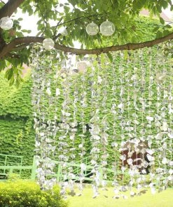 HIER_3110 Big Event Backdrops & Décor 6ft Metallic Silver Foil Hanging Flower Garland Backdrop Curtain 14 HIER_3110 Big Event Backdrops & Décor 6ft Metallic Silver Foil Hanging Flower Garland Backdrop Curtain