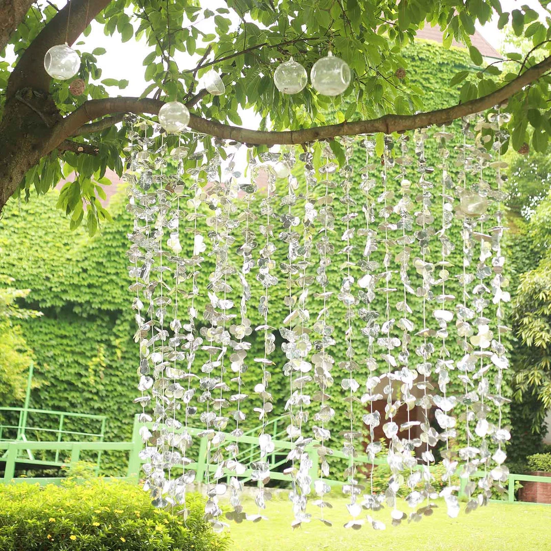 HIER_3110 Big Event Backdrops & Décor 6ft Metallic Silver Foil Hanging Flower Garland Backdrop Curtain 6 HIER_3110 Big Event Backdrops & Décor 6ft Metallic Silver Foil Hanging Flower Garland Backdrop Curtain