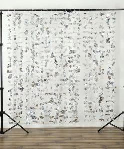 HIER_3110 Big Event Backdrops & Décor 6ft Metallic Silver Foil Hanging Flower Garland Backdrop Curtain