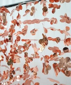 HIER_3110 Big Event Backdrops & Décor 6ft Metallic Blush/Rose Gold Foil Hanging Flower Garland Backdrop