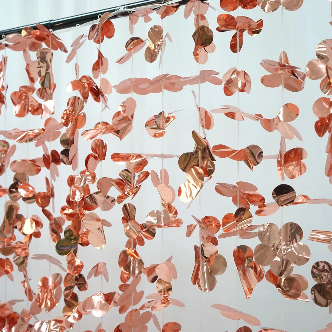 HIER_3110 Big Event Backdrops & Décor 6ft Metallic Blush/Rose Gold Foil Hanging Flower Garland Backdrop 2 HIER_3110 Big Event Backdrops & Décor 6ft Metallic Blush/Rose Gold Foil Hanging Flower Garland Backdrop