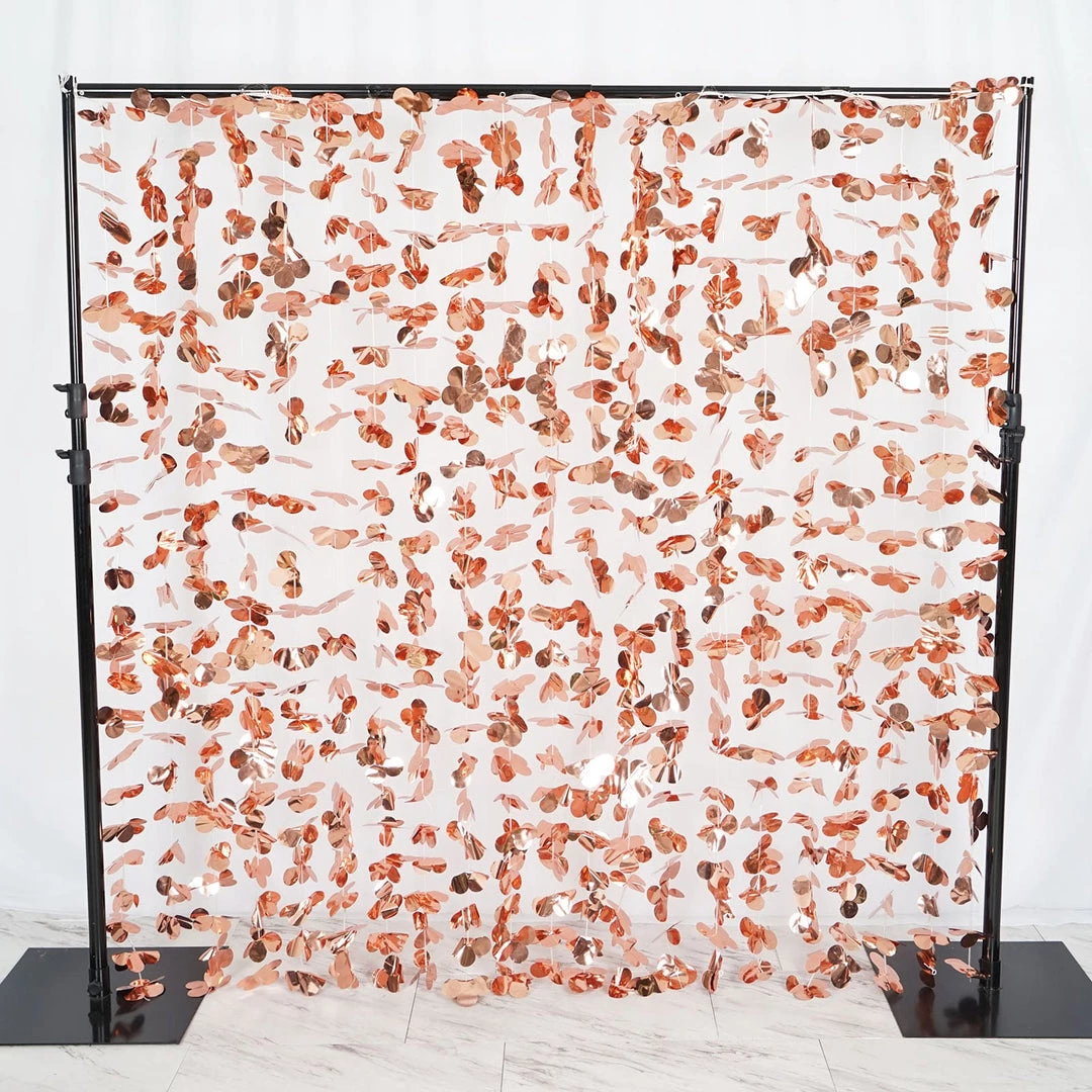 HIER_3110 Big Event Backdrops & Décor 6ft Metallic Blush/Rose Gold Foil Hanging Flower Garland Backdrop 8 HIER_3110 Big Event Backdrops & Décor 6ft Metallic Blush/Rose Gold Foil Hanging Flower Garland Backdrop