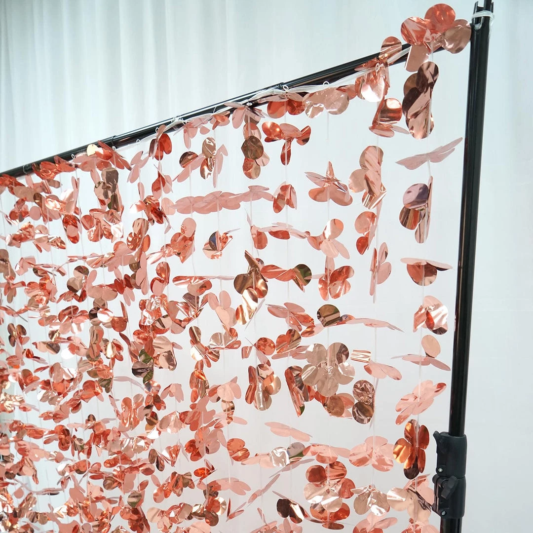 HIER_3110 Big Event Backdrops & Décor 6ft Metallic Blush/Rose Gold Foil Hanging Flower Garland Backdrop 9 HIER_3110 Big Event Backdrops & Décor 6ft Metallic Blush/Rose Gold Foil Hanging Flower Garland Backdrop