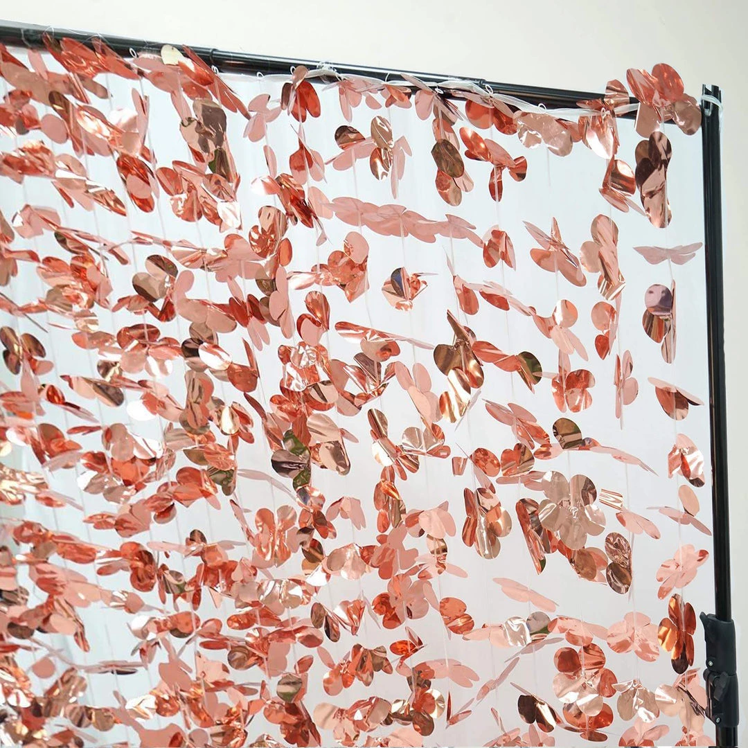 HIER_3110 Big Event Backdrops & Décor 6ft Metallic Blush/Rose Gold Foil Hanging Flower Garland Backdrop 11 HIER_3110 Big Event Backdrops & Décor 6ft Metallic Blush/Rose Gold Foil Hanging Flower Garland Backdrop