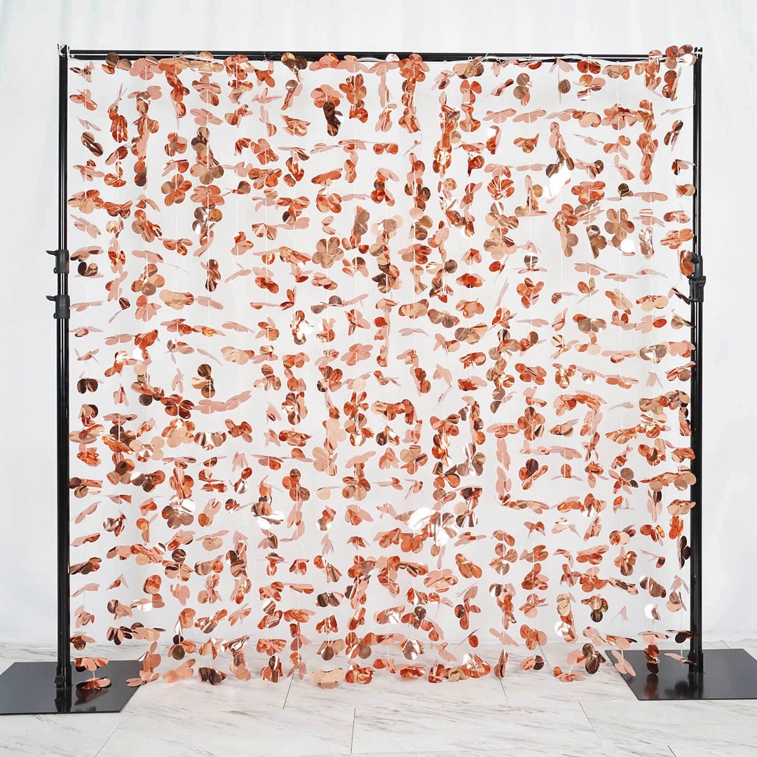 HIER_3110 Big Event Backdrops & Décor 6ft Metallic Blush/Rose Gold Foil Hanging Flower Garland Backdrop 1 HIER_3110 Big Event Backdrops & Décor 6ft Metallic Blush/Rose Gold Foil Hanging Flower Garland Backdrop