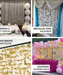 HIER_3110 6ft Metallic Gold Foil Hanging Flower Garland Backdrop Doorway Curtain Big Event Backdrops & Décor 13 HIER_3110 6ft Metallic Gold Foil Hanging Flower Garland Backdrop Doorway Curtain Big Event Backdrops & Décor