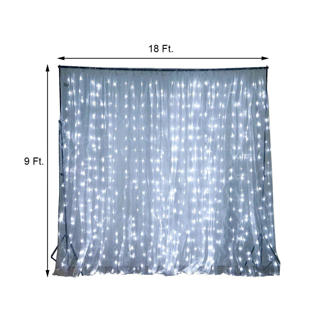 HIER_3110 18ftx9ft | White Sheer Organza & Cool LED Lights Photography Backdrop Backdrop Panels 3 HIER_3110 18ftx9ft | White Sheer Organza & Cool LED Lights Photography Backdrop Backdrop Panels
