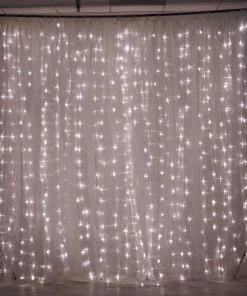 HIER_3110 Big Event Backdrops & Décor 18ftx9ft | White Sheer Organza & White LED Lights Photography Backdrop