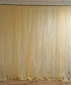 HIER_3110 20ftx10ft | Gold Sheer Organza & White LED Lights Photography Backdrop Big Event Backdrops & Décor
