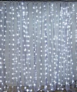 HIER_3110 Big Event Backdrops & Décor 20ftx10ft | Silver Sheer Organza & Cool LED Lights Photography Backdrop