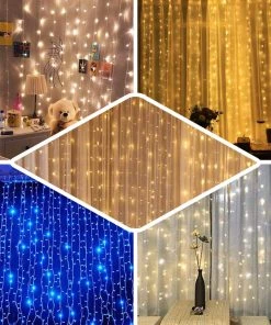HIER_3110 20ftx10ft | Gold Sheer Organza & White LED Lights Photography Backdrop Big Event Backdrops & Décor
