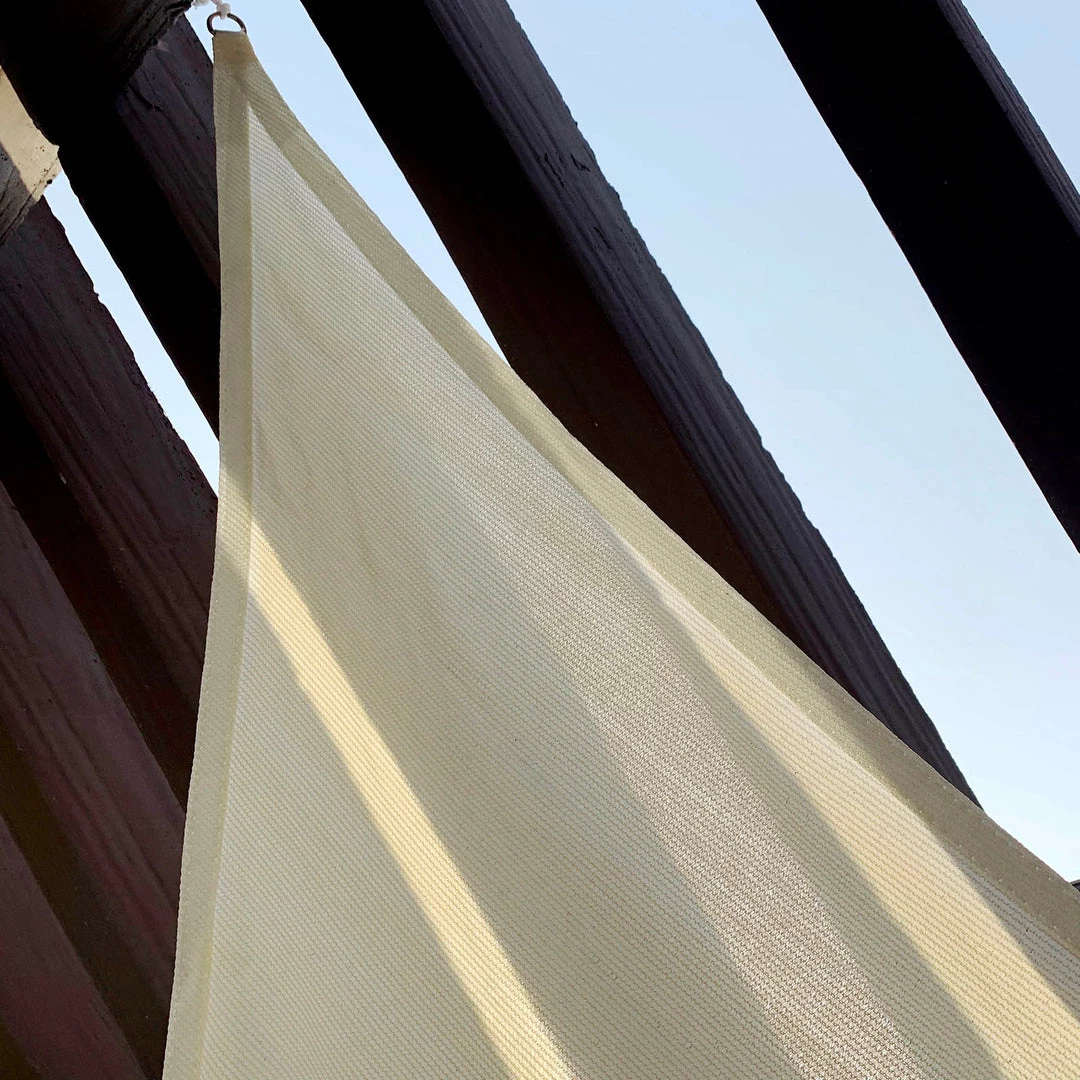 HIER_3130 12ft Ivory Triangular UV Blocking Sun Shade Sail, Hanging Patio Canopy Hanging Ceiling Decorations 9 HIER_3130 12ft Ivory Triangular UV Blocking Sun Shade Sail, Hanging Patio Canopy Hanging Ceiling Decorations