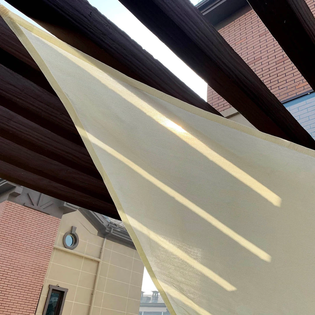 HIER_3130 12ft Ivory Triangular UV Blocking Sun Shade Sail, Hanging Patio Canopy Hanging Ceiling Decorations 11 HIER_3130 12ft Ivory Triangular UV Blocking Sun Shade Sail, Hanging Patio Canopy Hanging Ceiling Decorations