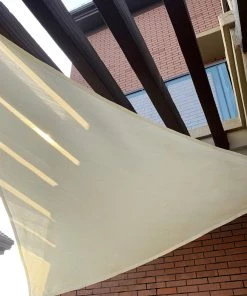 HIER_3130 12ft Ivory Triangular UV Blocking Sun Shade Sail, Hanging Patio Canopy Hanging Ceiling Decorations