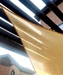HIER_3130 12ft Tan Triangular UV Blocking Sun Shade Sail, Hanging Patio Canopy Hanging Ceiling Decorations 23 HIER_3130 12ft Tan Triangular UV Blocking Sun Shade Sail, Hanging Patio Canopy Hanging Ceiling Decorations