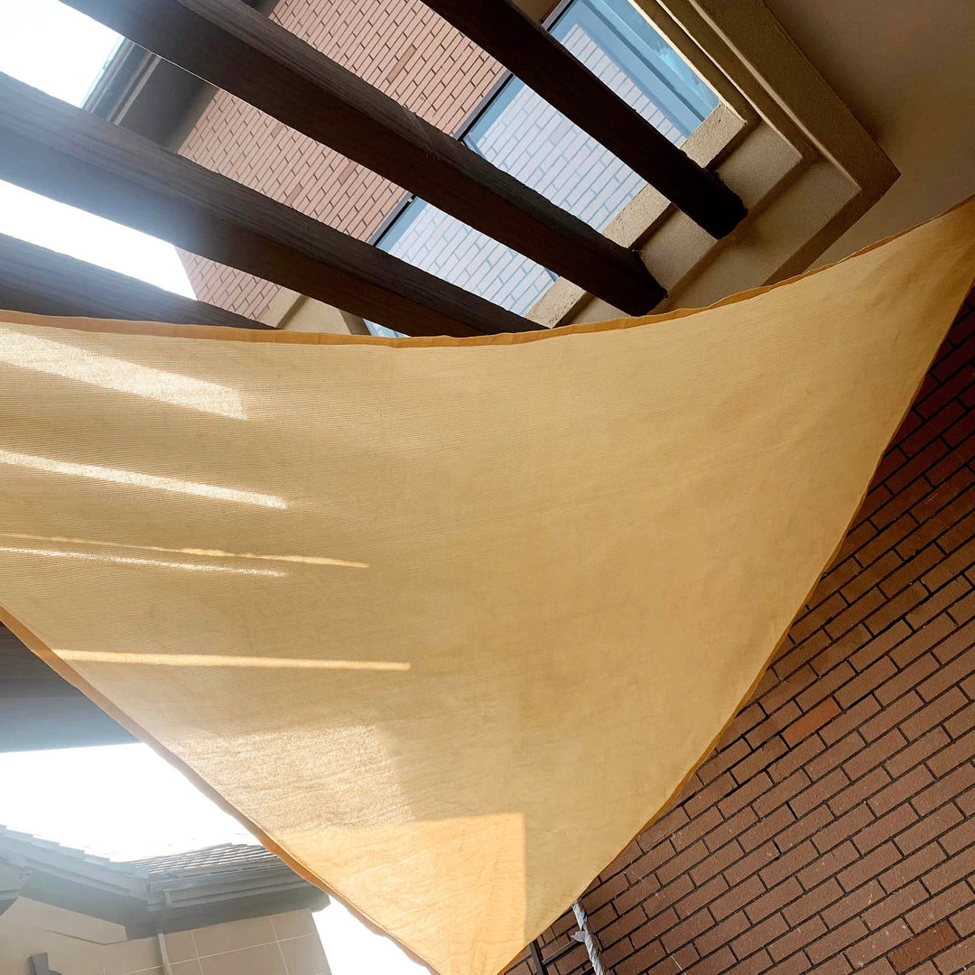 HIER_3130 12ft Tan Triangular UV Blocking Sun Shade Sail, Hanging Patio Canopy Hanging Ceiling Decorations 1 HIER_3130 12ft Tan Triangular UV Blocking Sun Shade Sail, Hanging Patio Canopy Hanging Ceiling Decorations