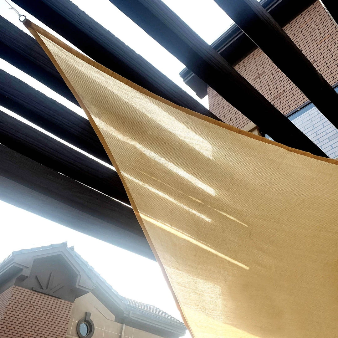 HIER_3130 16ft Tan Triangular UV Blocking Sun Shade Sail, Hanging Patio Canopy Hanging Ceiling Decorations 10 HIER_3130 16ft Tan Triangular UV Blocking Sun Shade Sail, Hanging Patio Canopy Hanging Ceiling Decorations