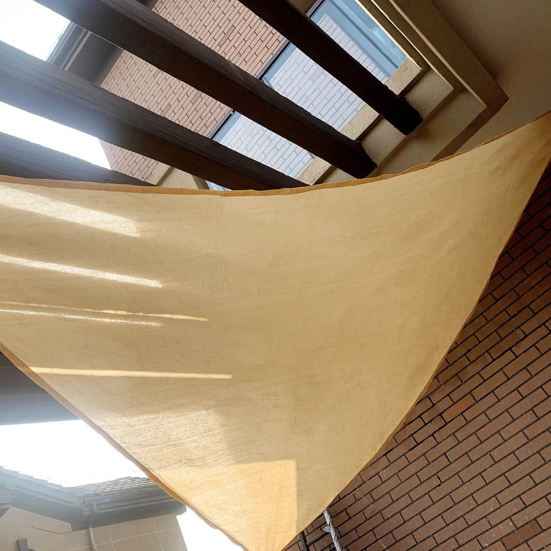 HIER_3130 16ft Tan Triangular UV Blocking Sun Shade Sail, Hanging Patio Canopy Hanging Ceiling Decorations 2 HIER_3130 16ft Tan Triangular UV Blocking Sun Shade Sail, Hanging Patio Canopy Hanging Ceiling Decorations