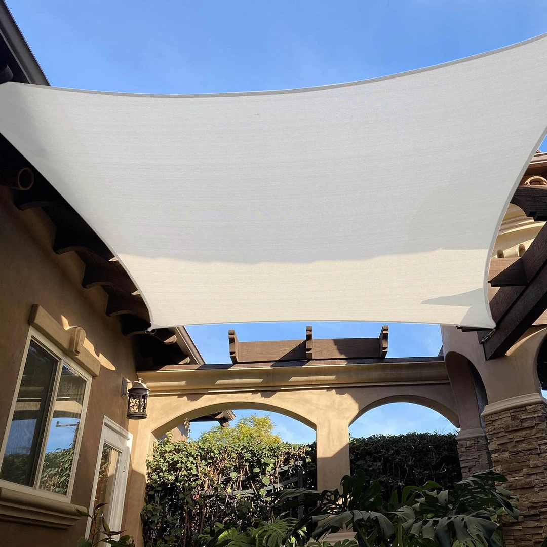 HIER_3130 12ftx16ft Ivory UV Block Sun Shade Sail, Hanging Outdoor Patio Canopy Hanging Ceiling Decorations 1 HIER_3130 12ftx16ft Ivory UV Block Sun Shade Sail, Hanging Outdoor Patio Canopy Hanging Ceiling Decorations
