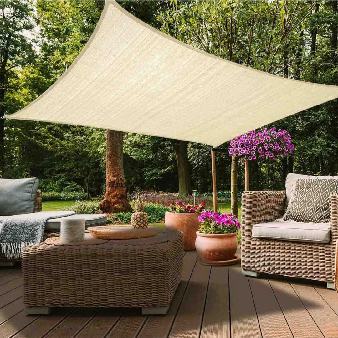 HIER_3130 12ftx16ft Ivory UV Block Sun Shade Sail, Hanging Outdoor Patio Canopy Hanging Ceiling Decorations 2 HIER_3130 12ftx16ft Ivory UV Block Sun Shade Sail, Hanging Outdoor Patio Canopy Hanging Ceiling Decorations