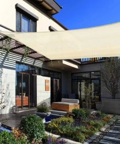 HIER_3130 Hanging Ceiling Decorations 16ftx20ft Ivory UV Block Sun Shade Sail, Hanging Outdoor Patio Canopy