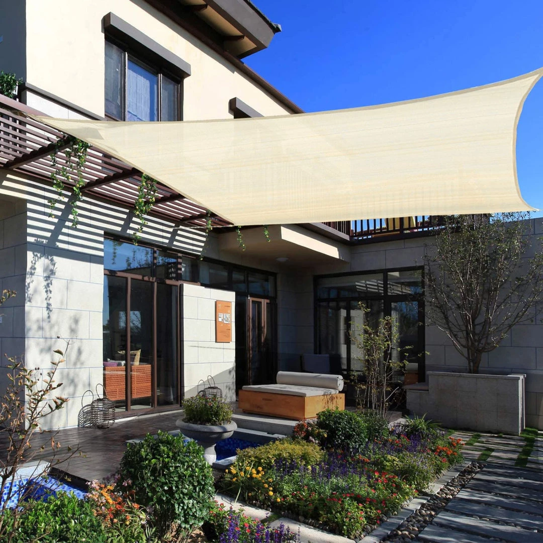 HIER_3130 Hanging Ceiling Decorations 16ftx20ft Ivory UV Block Sun Shade Sail, Hanging Outdoor Patio Canopy 1 HIER_3130 Hanging Ceiling Decorations 16ftx20ft Ivory UV Block Sun Shade Sail, Hanging Outdoor Patio Canopy