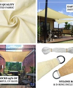 HIER_3130 Hanging Ceiling Decorations 16ftx20ft Ivory UV Block Sun Shade Sail, Hanging Outdoor Patio Canopy 17 HIER_3130 Hanging Ceiling Decorations 16ftx20ft Ivory UV Block Sun Shade Sail, Hanging Outdoor Patio Canopy