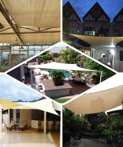 HIER_3130 Hanging Ceiling Decorations 16ftx20ft Ivory UV Block Sun Shade Sail, Hanging Outdoor Patio Canopy 18 HIER_3130 Hanging Ceiling Decorations 16ftx20ft Ivory UV Block Sun Shade Sail, Hanging Outdoor Patio Canopy