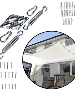 HIER_3130 Rectangle Stainless Steel Sun Shade Sail Installation Hardware Kit Big Event Backdrops & Décor