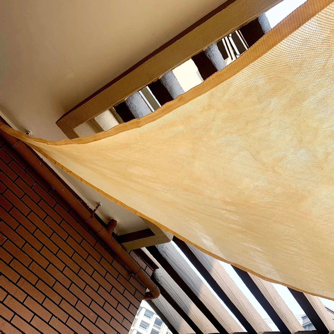 HIER_3130 10ftx10ftx14ft Tan Triangular UV Blocking Sun Shade Sail, Patio Canopy Hanging Ceiling Decorations 10 HIER_3130 10ftx10ftx14ft Tan Triangular UV Blocking Sun Shade Sail, Patio Canopy Hanging Ceiling Decorations