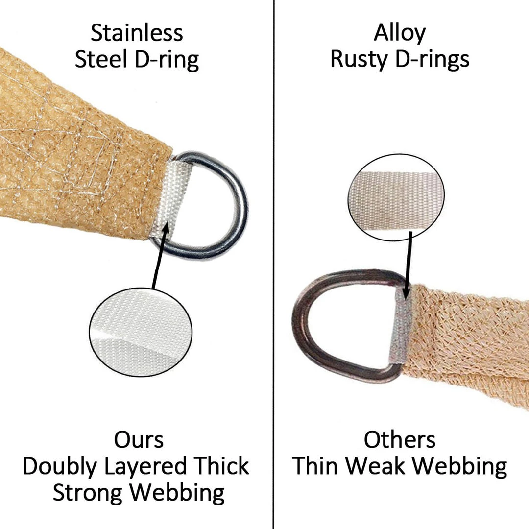 HIER_3130 16ft Tan Triangular UV Blocking Sun Shade Sail, Hanging Patio Canopy Hanging Ceiling Decorations 6 HIER_3130 16ft Tan Triangular UV Blocking Sun Shade Sail, Hanging Patio Canopy Hanging Ceiling Decorations