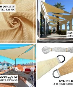 HIER_3130 16ft Tan Triangular UV Blocking Sun Shade Sail, Hanging Patio Canopy Hanging Ceiling Decorations 18 HIER_3130 16ft Tan Triangular UV Blocking Sun Shade Sail, Hanging Patio Canopy Hanging Ceiling Decorations