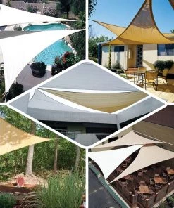 HIER_3130 16ft Tan Triangular UV Blocking Sun Shade Sail, Hanging Patio Canopy Hanging Ceiling Decorations 19 HIER_3130 16ft Tan Triangular UV Blocking Sun Shade Sail, Hanging Patio Canopy Hanging Ceiling Decorations